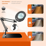 Professional 10X Magnifying Desk Lamp with Adjustable Swing Arm, 5 Color Modes & 10 Brightness Levels LED Light, Perfect for Reading, Precision Repairs, Crafts, Sewing, Beauty Tasks and More (Round Base)