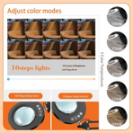 Professional 10X Magnifying Desk Lamp with Adjustable Swing Arm, 5 Color Modes & 10 Brightness Levels LED Light, Perfect for Reading, Precision Repairs, Crafts, Sewing, Beauty Tasks and More (Round Base)