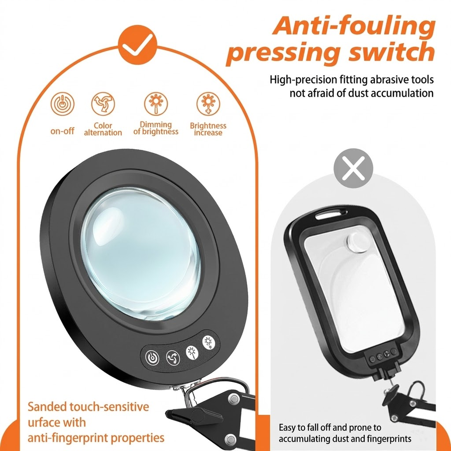 Professional 10X Magnifying Desk Lamp with Adjustable Swing Arm, 5 Color Modes & 10 Brightness Levels LED Light, Perfect for Reading, Precision Repairs, Crafts, Sewing, Beauty Tasks and More (Round Base)
