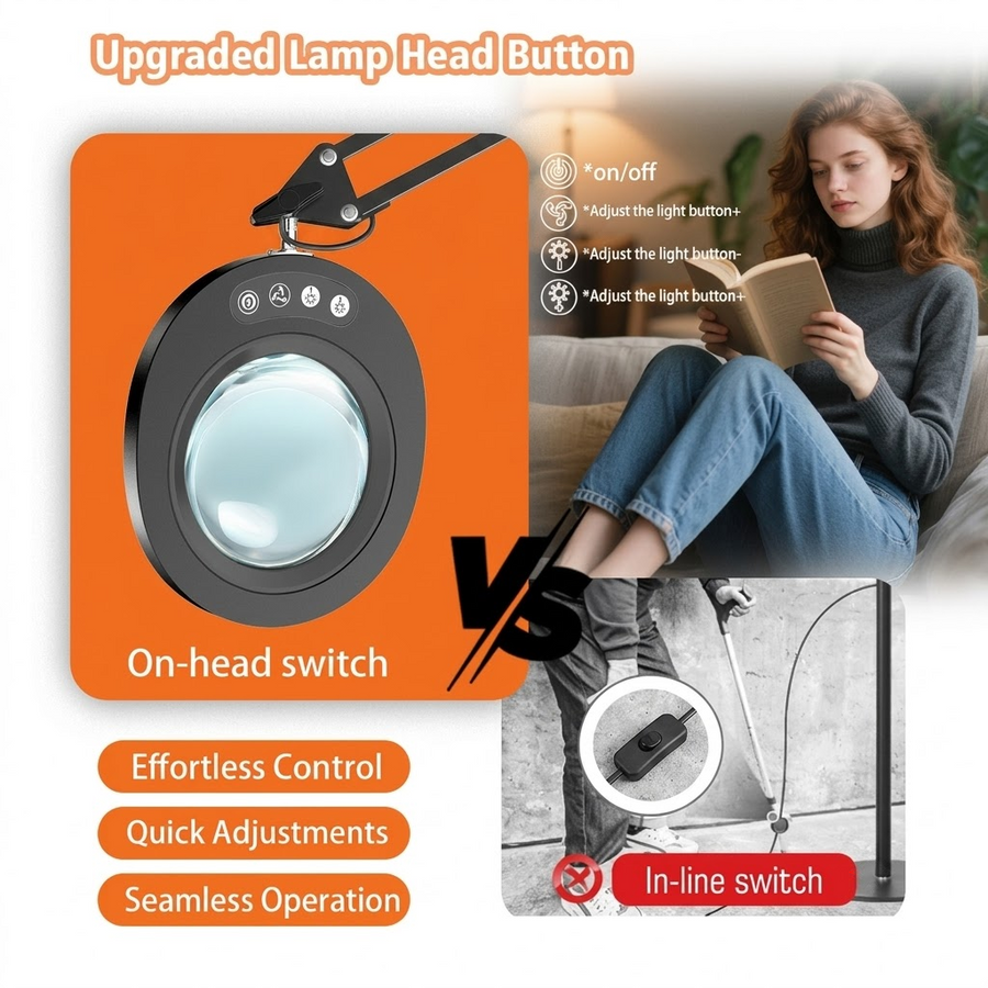 Professional 10X Magnifying Desk Lamp with Adjustable Swing Arm, 5 Color Modes & 10 Brightness Levels LED Light, Perfect for Reading, Precision Repairs, Crafts, Sewing, Beauty Tasks and More (Round Base)