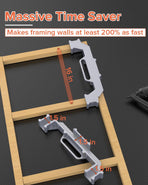 Woodworking Framing Spacer Tool with Bridge Design for Fast Stud Layout and Precise Spacing in Wall Framing, Deck Building, and DIY Carpentry Projects (12inch, Silver)