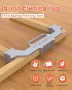 Woodworking Framing Spacer Tool with Bridge Design for Fast Stud Layout and Precise Spacing in Wall Framing, Deck Building, and DIY Carpentry Projects (16inch, Black)