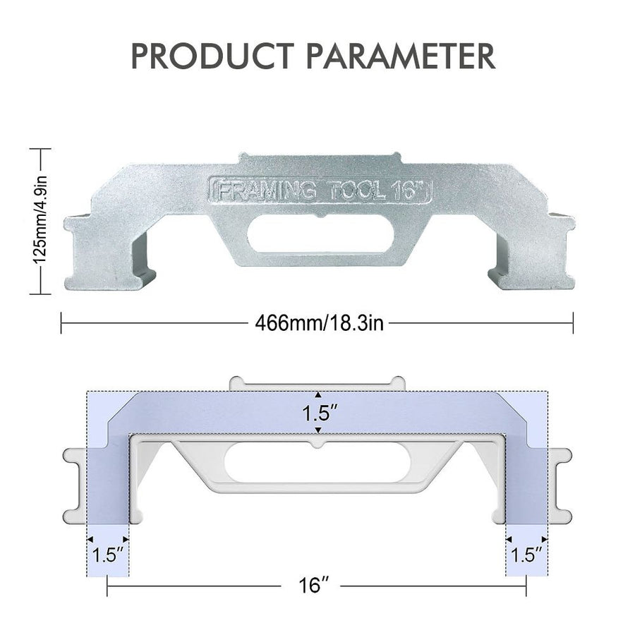 Woodworking Framing Spacer Tool with Bridge Design for Fast Stud Layout and Precise Spacing in Wall Framing, Deck Building, and DIY Carpentry Projects (2IN1, Silver)
