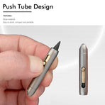 Titanium Alloy Mini Push-Pull Portable Eternal Pencil with Replaceable Tip, Compact Keychain Writing Tool for Travel, Office, and Everyday On-the-Go Note Taking (Silver)