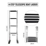 Telescoping Marine Ladder with 316 Stainless Steel Frame and Anti-Slip Steps for Boats, Yachts, Docks, and Watercraft Boarding (4-Step)