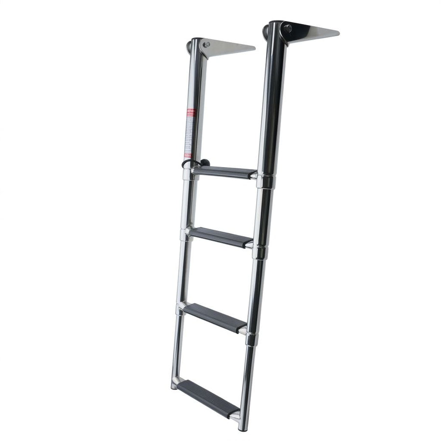 Telescoping Marine Ladder with 316 Stainless Steel Frame and Anti-Slip Steps for Boats, Yachts, Docks, and Watercraft Boarding (4-Step)