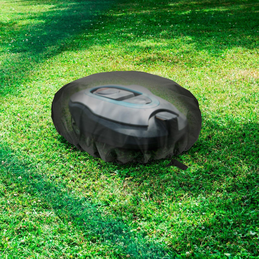 Weatherproof Robot Mower Cover with Drawstring Closure, UV-Resistant Oxford Fabric Protective Shell for Outdoor Storage, Fits Most Automatic Lawn Mowers with Zippered Carry Bag for Convenient Storage (600D(44.5"×39.4"))