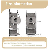 Space-Saving Door Hanging Cat Shelves with Cozy Enclosed Condo and Open Lounging Platforms, a Four-Tier Vertical Climbing Haven for Multi-Cat Households to Rest, Play, and Watch the World from Above (Grey) - Front View