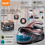 Split-Type Electric Steam Iron with Ceramic Soleplate and 1.5L Water Tank for Home Garment Steaming and Vertical Ironing of Silk Wool and Delicate Fabrics (RoseGold)