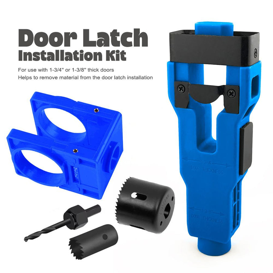 Door Lock and Latch Installation Tool Kit with Hole Saw, Mortise Template and Chisel Guide for Wooden Door Hardware Fitting and Precise Drilling Alignment (Yellow)