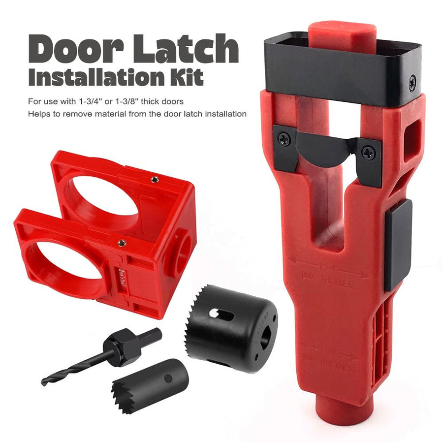 Door Lock and Latch Installation Tool Kit with Hole Saw, Mortise Template and Chisel Guide for Wooden Door Hardware Fitting and Precise Drilling Alignment (Yellow)