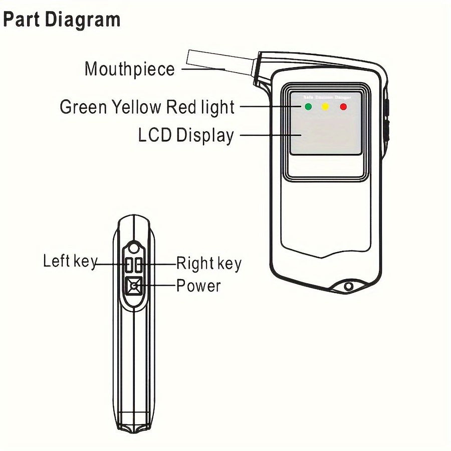 Black AT-858 Breathalyzer Alcohol Detection BAC Tester Portable Breathalyzer LED