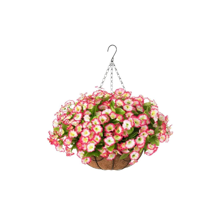 Artificial Petunia Hanging Flower Arrangement Red White Blue Flowers Outdoor - Multi-color - Size 10