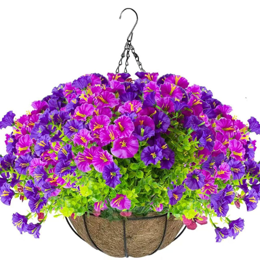 Artificial Petunia Hanging Flower Arrangement Red White Blue Flowers Outdoor - Multi-color - Size 3