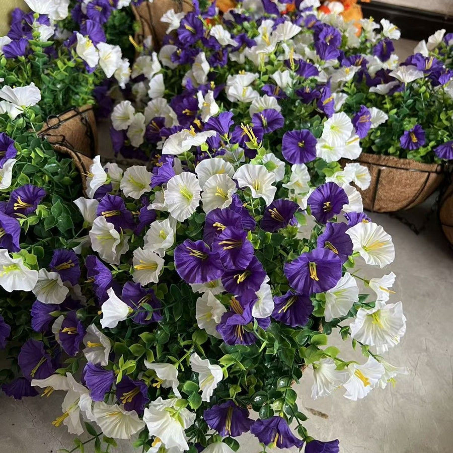 Artificial Petunia Hanging Flower Arrangement Red White Blue Flowers Outdoor - Multi-color - Size 7