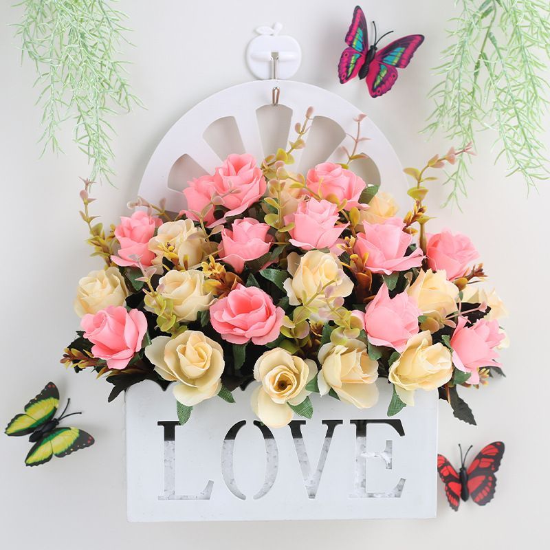 Artificial Sunflowers Wall Hanging Flowers Simulation Flower Basket Living Room - Multi-color - Size 14