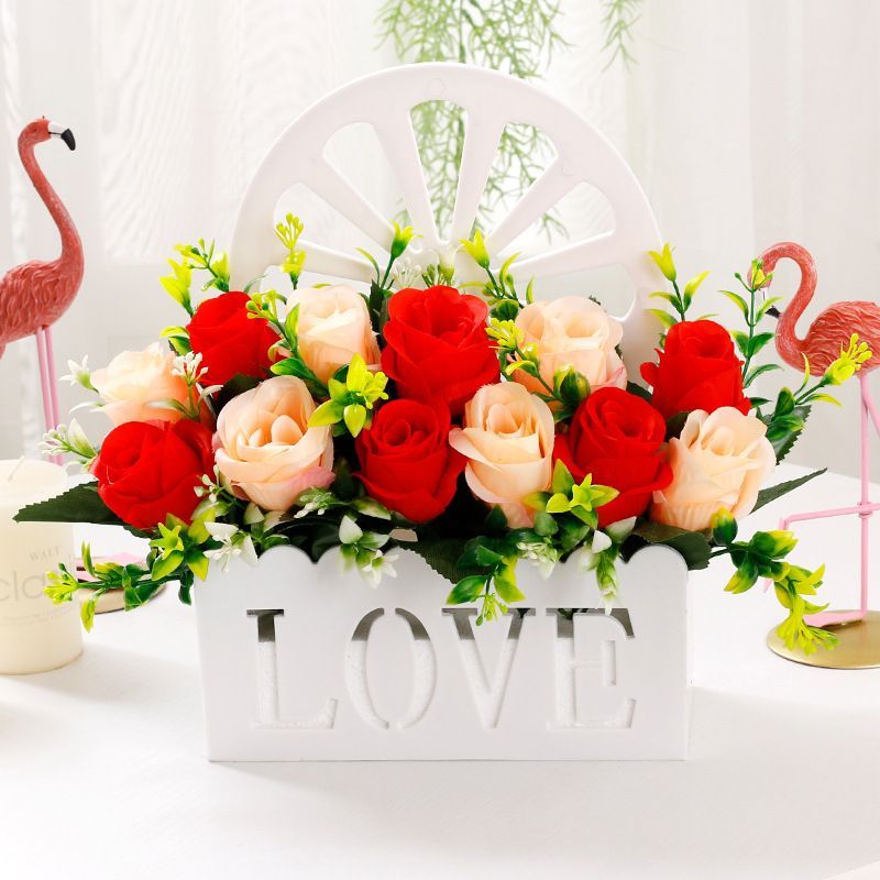 Artificial Sunflowers Wall Hanging Flowers Simulation Flower Basket Living Room - Multi-color - Size 15