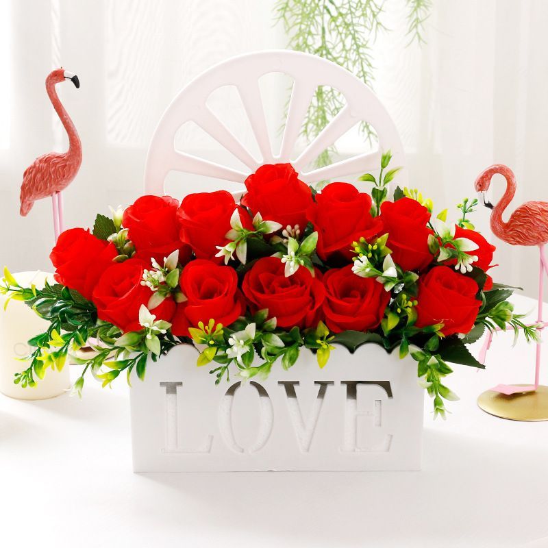 Artificial Sunflowers Wall Hanging Flowers Simulation Flower Basket Living Room - Multi-color - Size 16