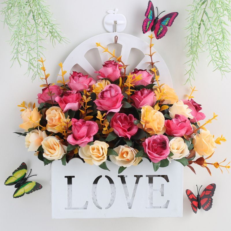 Artificial Sunflowers Wall Hanging Flowers Simulation Flower Basket Living Room - Multi-color - Size 17