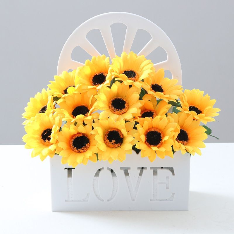 Artificial Sunflowers Wall Hanging Flowers Simulation Flower Basket Living Room - Multi-color - Size 20