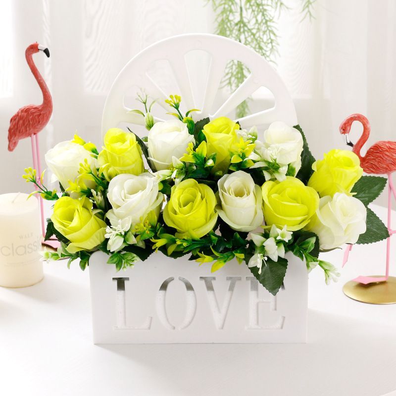 Artificial Sunflowers Wall Hanging Flowers Simulation Flower Basket Living Room - Multi-color - Size 20