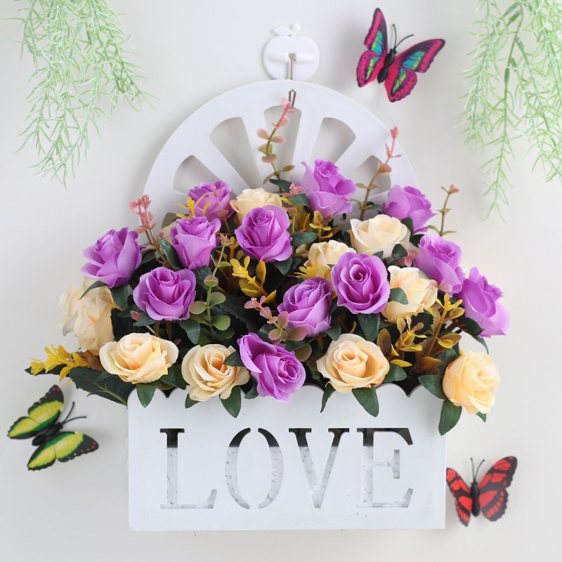 Artificial Sunflowers Wall Hanging Flowers Simulation Flower Basket Living Room - Multi-color - Size 20