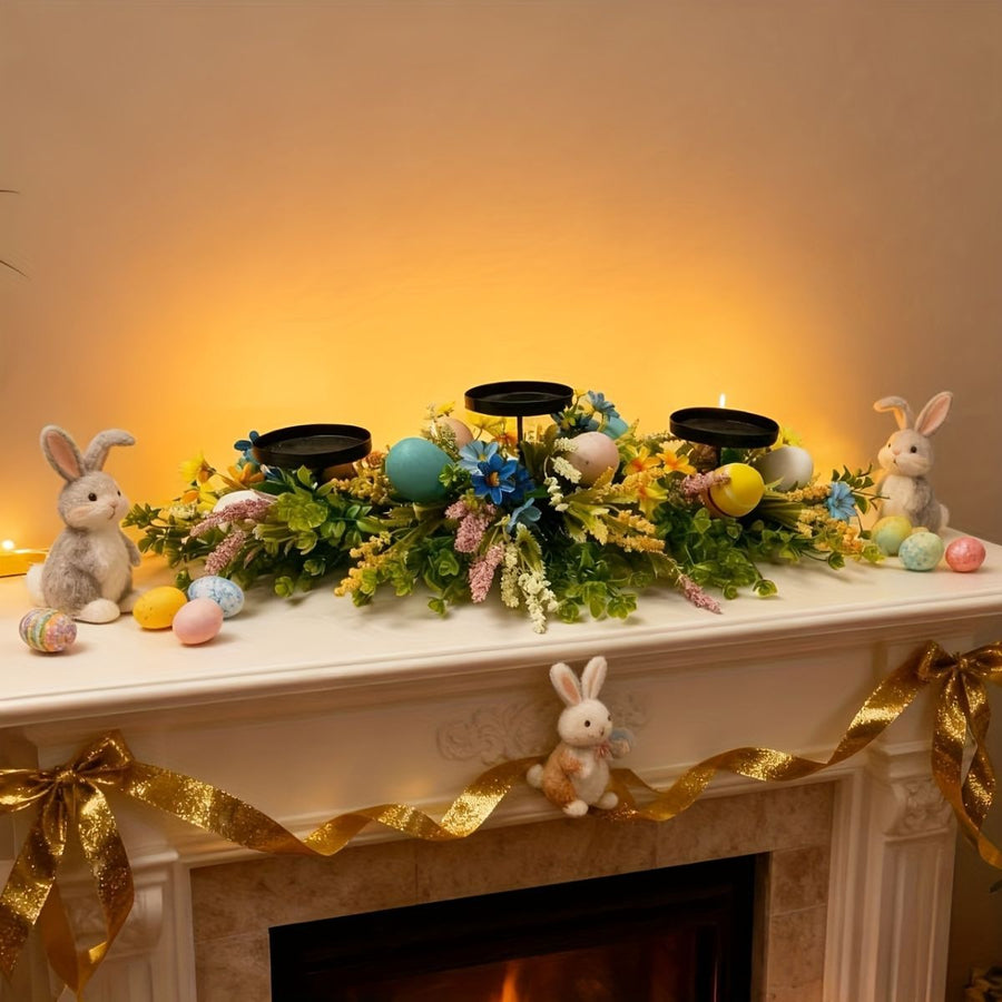 Artificial Flower Centerpiece Candle Holder Lavender Decor Eucalyptus - Green - Size 55-30