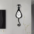 Black Cat-Shaped Clock Home Decor Clock Unique Wall Clock High-Quality Clock Cat