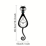 Black Cat-Shaped Clock Home Decor Clock Unique Wall Clock High-Quality Clock Cat