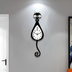 Black Cat-Shaped Clock Home Decor Clock Unique Wall Clock High-Quality Clock Cat