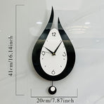 Black Teardrop Wall Clock Modern Clock Silent Wall Clock Home Decor Office Decor