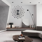 Silver Black Silver Wall Clock Sunburst Wall Clock Home Decor Clock Modern Wall Clock