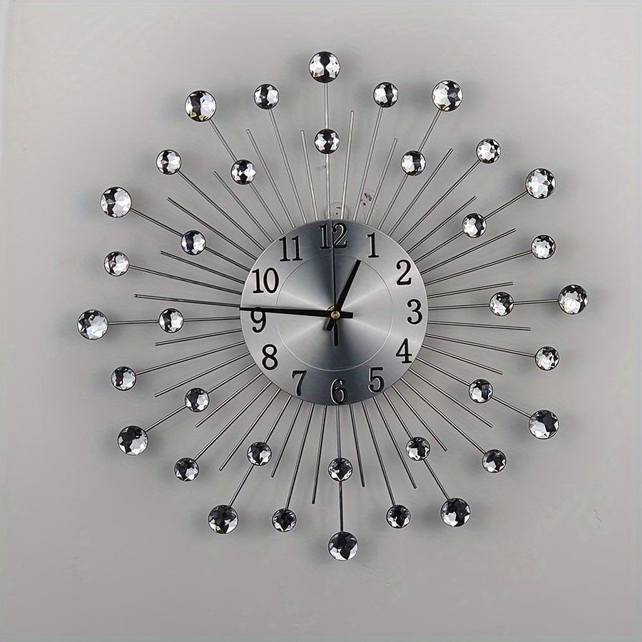 Silver Black Silver Wall Clock Sunburst Wall Clock Home Decor Clock Modern Wall Clock
