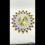 Blue Silver Peacock Wall Clock Crystal Wall Clock Home Decor Clock Large Wall Clock