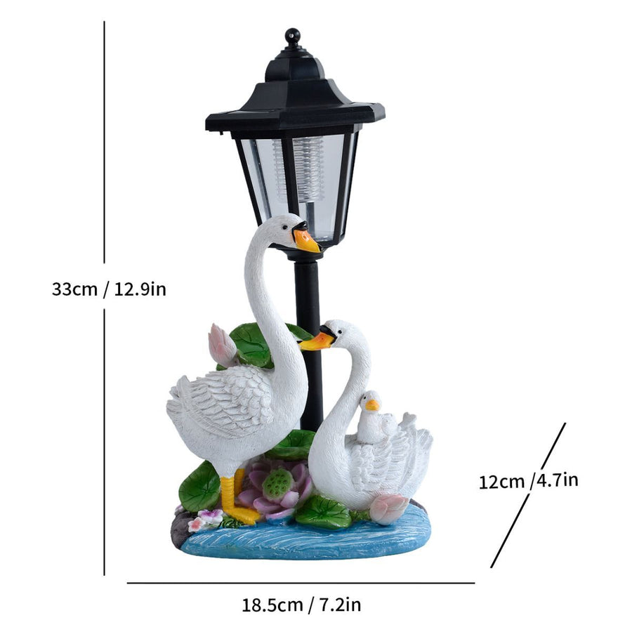 Resin Hummingbird Solar Lamp Outdoor Garden Sculpture Couple Hummingbird - Multi-color - Size 34