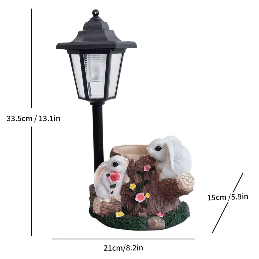 Resin Hummingbird Solar Lamp Outdoor Garden Sculpture Couple Hummingbird - Multi-color - Size 11