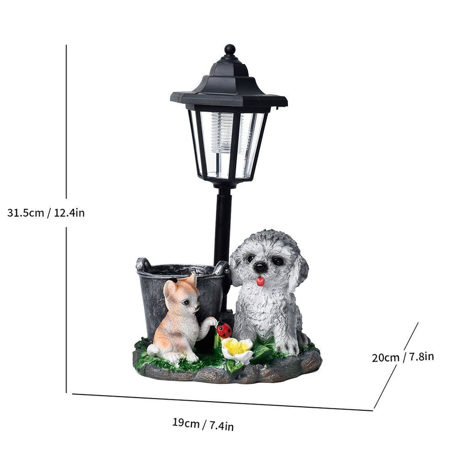 Resin Hummingbird Solar Lamp Outdoor Garden Sculpture Couple Hummingbird - Multi-color - Size 14
