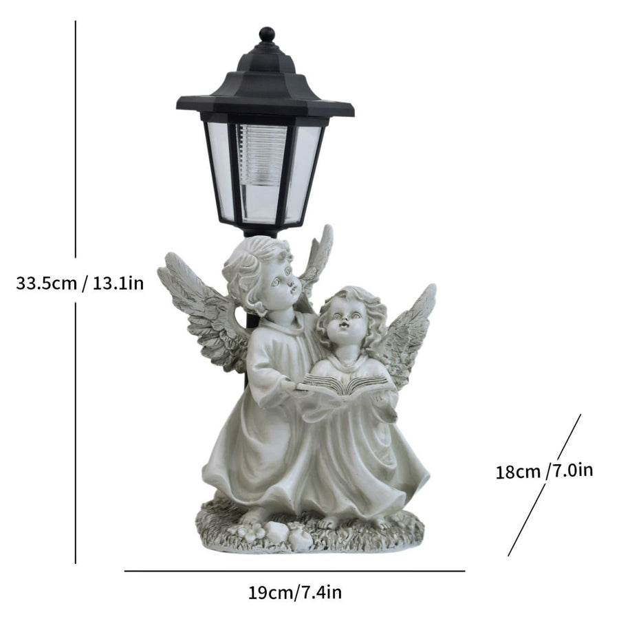 Resin Hummingbird Solar Lamp Outdoor Garden Sculpture Couple Hummingbird - Multi-color - Size 14