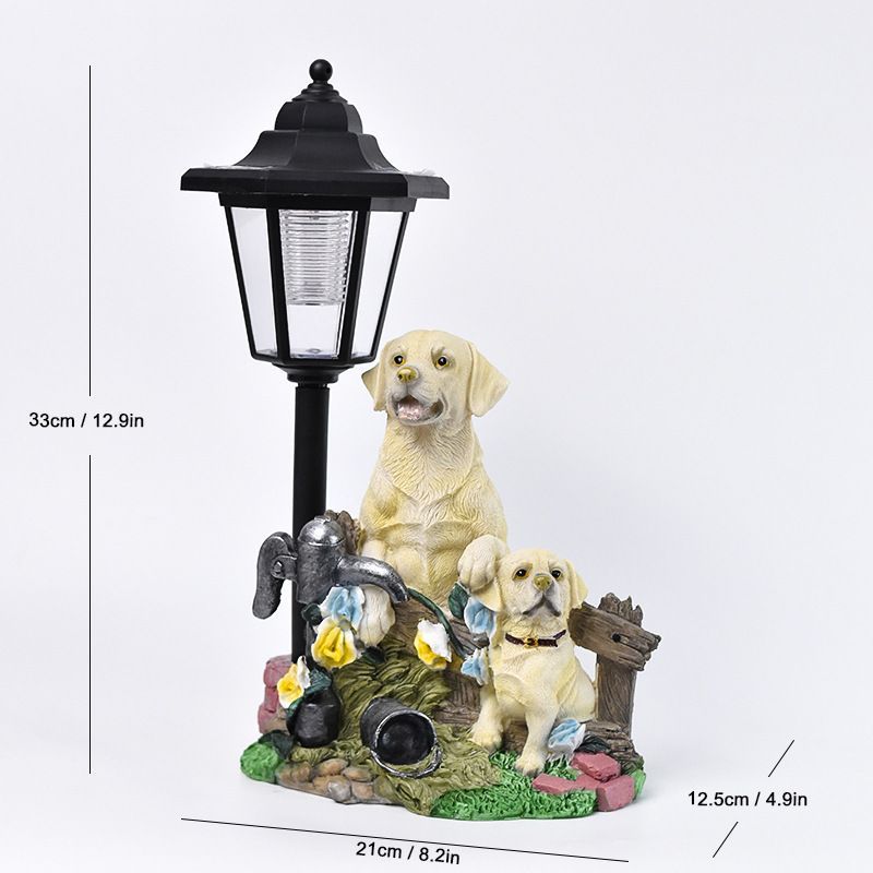 Resin Hummingbird Solar Lamp Outdoor Garden Sculpture Couple Hummingbird - Multi-color - Size 14