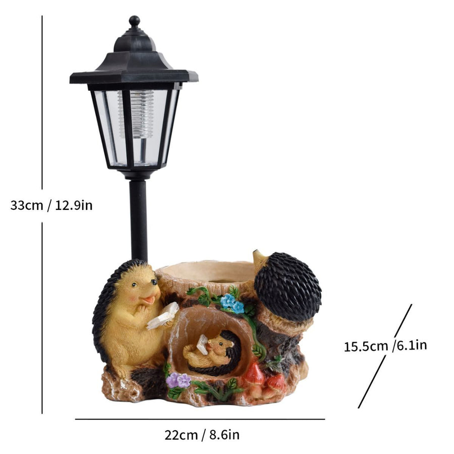 Resin Hummingbird Solar Lamp Outdoor Garden Sculpture Couple Hummingbird - Multi-color - Size 14