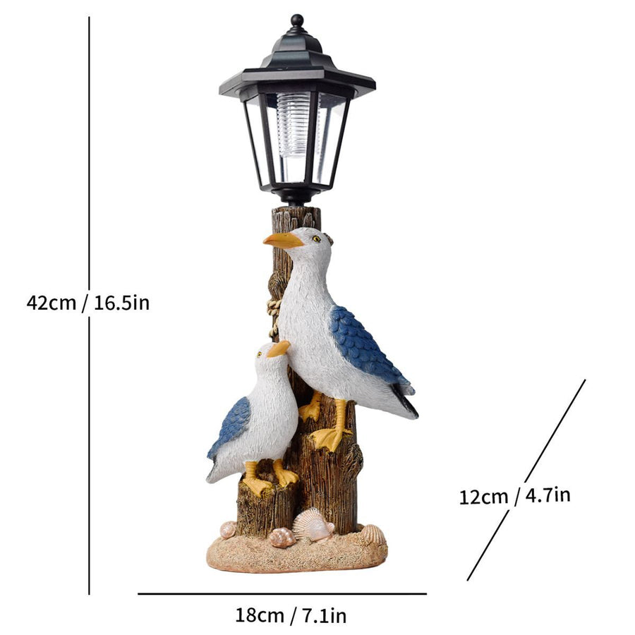 Resin Hummingbird Solar Lamp Outdoor Garden Sculpture Couple Hummingbird - Multi-color - Size 20