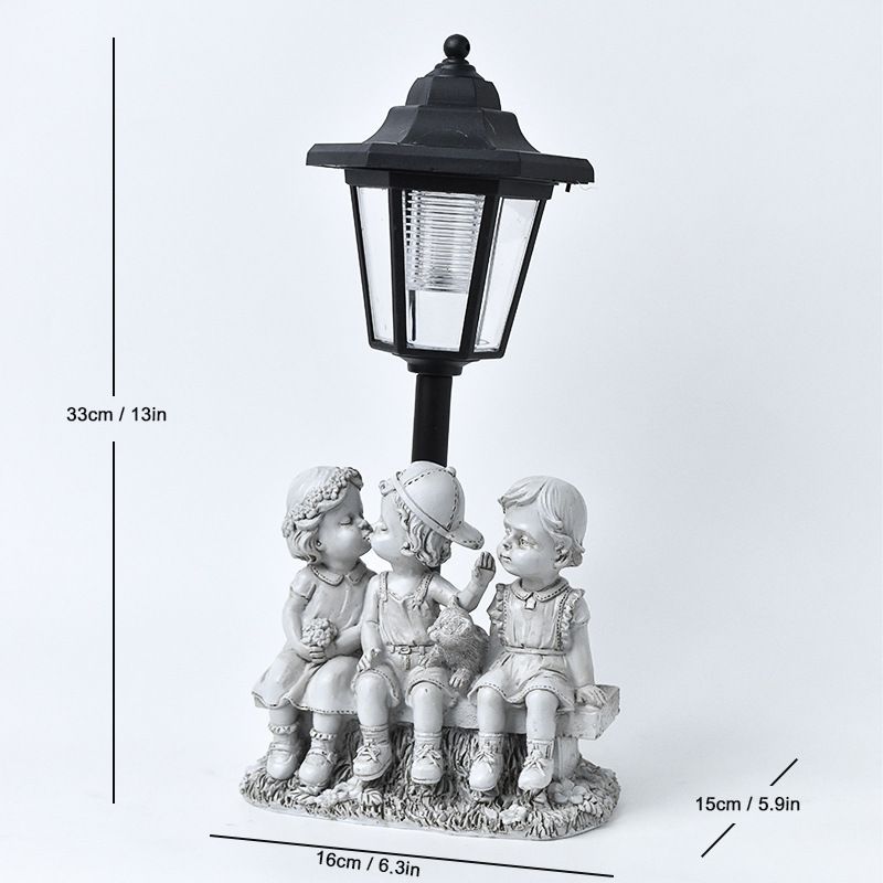 Resin Hummingbird Solar Lamp Outdoor Garden Sculpture Couple Hummingbird - Multi-color - Size 24