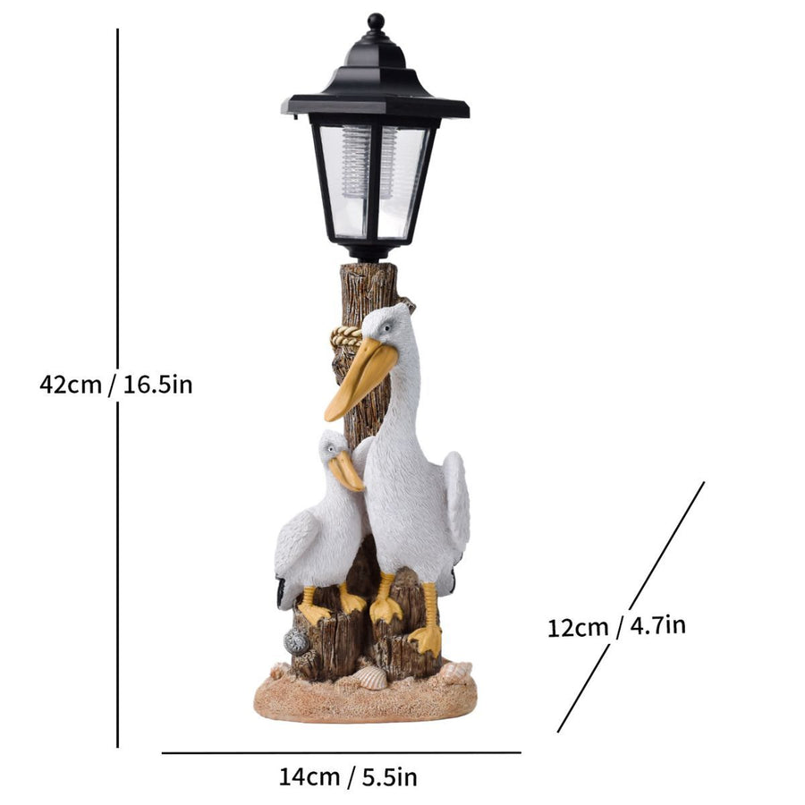 Resin Hummingbird Solar Lamp Outdoor Garden Sculpture Couple Hummingbird - Multi-color - Size 30