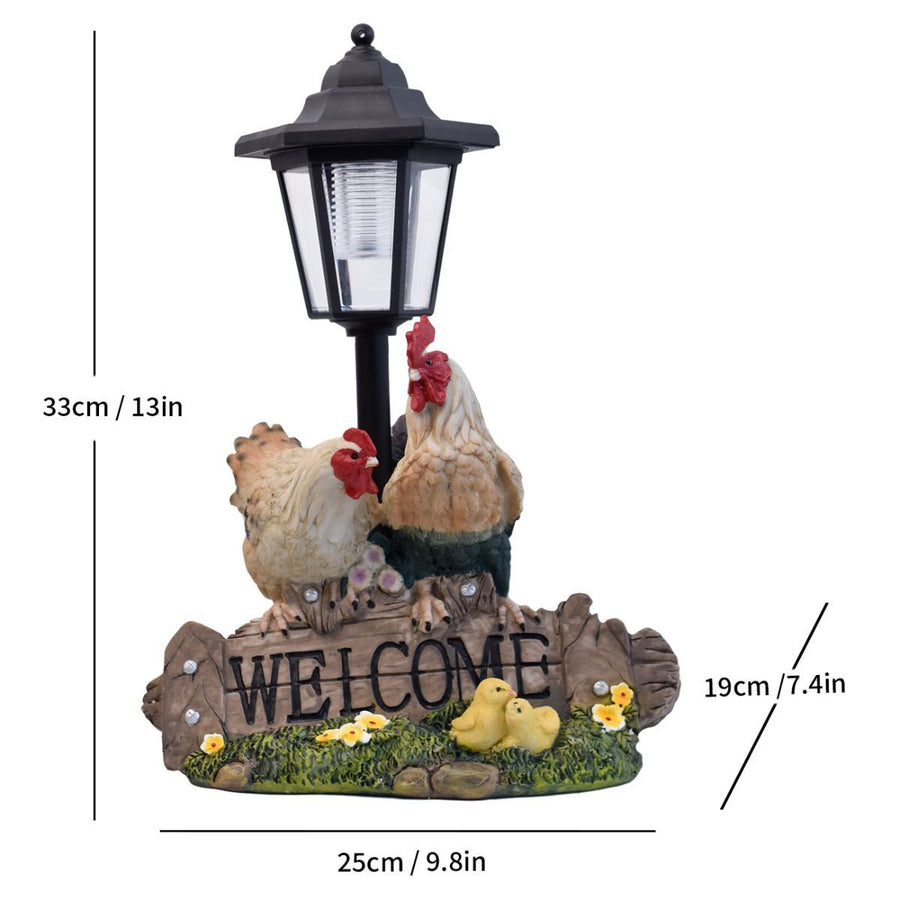 Resin Hummingbird Solar Lamp Outdoor Garden Sculpture Couple Hummingbird - Multi-color - Size 30