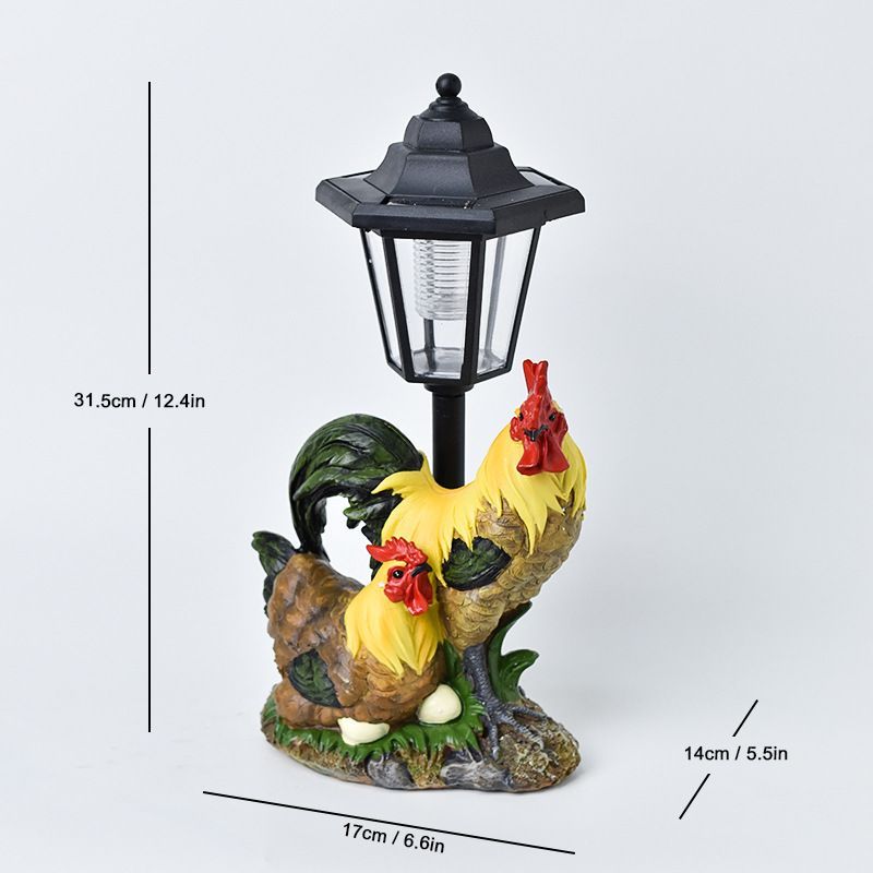 Resin Hummingbird Solar Lamp Outdoor Garden Sculpture Couple Hummingbird - Multi-color - Size 49
