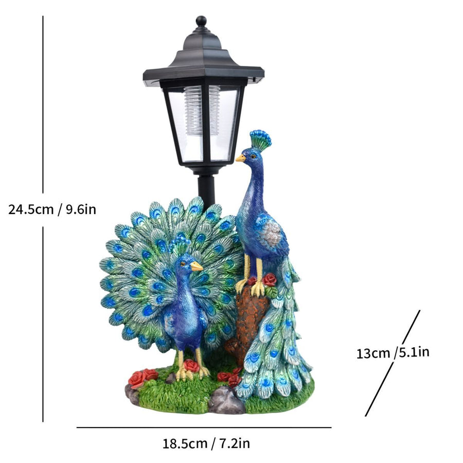 Resin Hummingbird Solar Lamp Outdoor Garden Sculpture Couple Hummingbird - Multi-color - Size 55