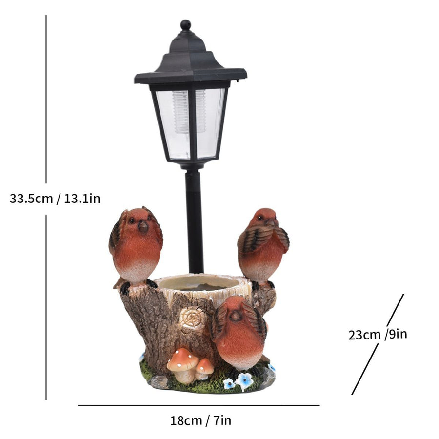 Resin Hummingbird Solar Lamp Outdoor Garden Sculpture Couple Hummingbird - Multi-color - Size 61