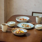 Ceramic Plates Flame Pattern Plates Deep Salad Bowls Noodle Bowls Fruit Plates - Multi - Size L