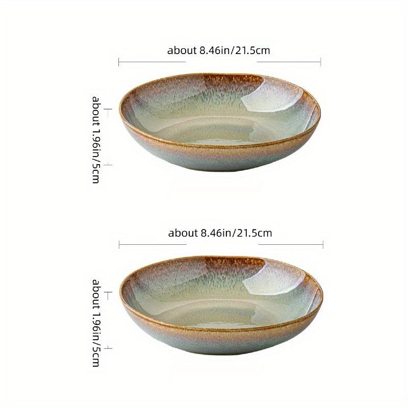 Ceramic Plates Flame Pattern Plates Deep Salad Bowls Noodle Bowls Fruit Plates - Multi - Size L