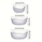 Hammered Glass Bowl Glacier Bowl Transparent Salad Bowl Solid-Color Bowl Large - Clear - Size L